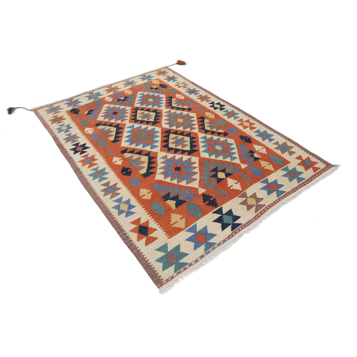 Kafkaas 5x7 Hand Woven Washable Wool Rug - Colorful