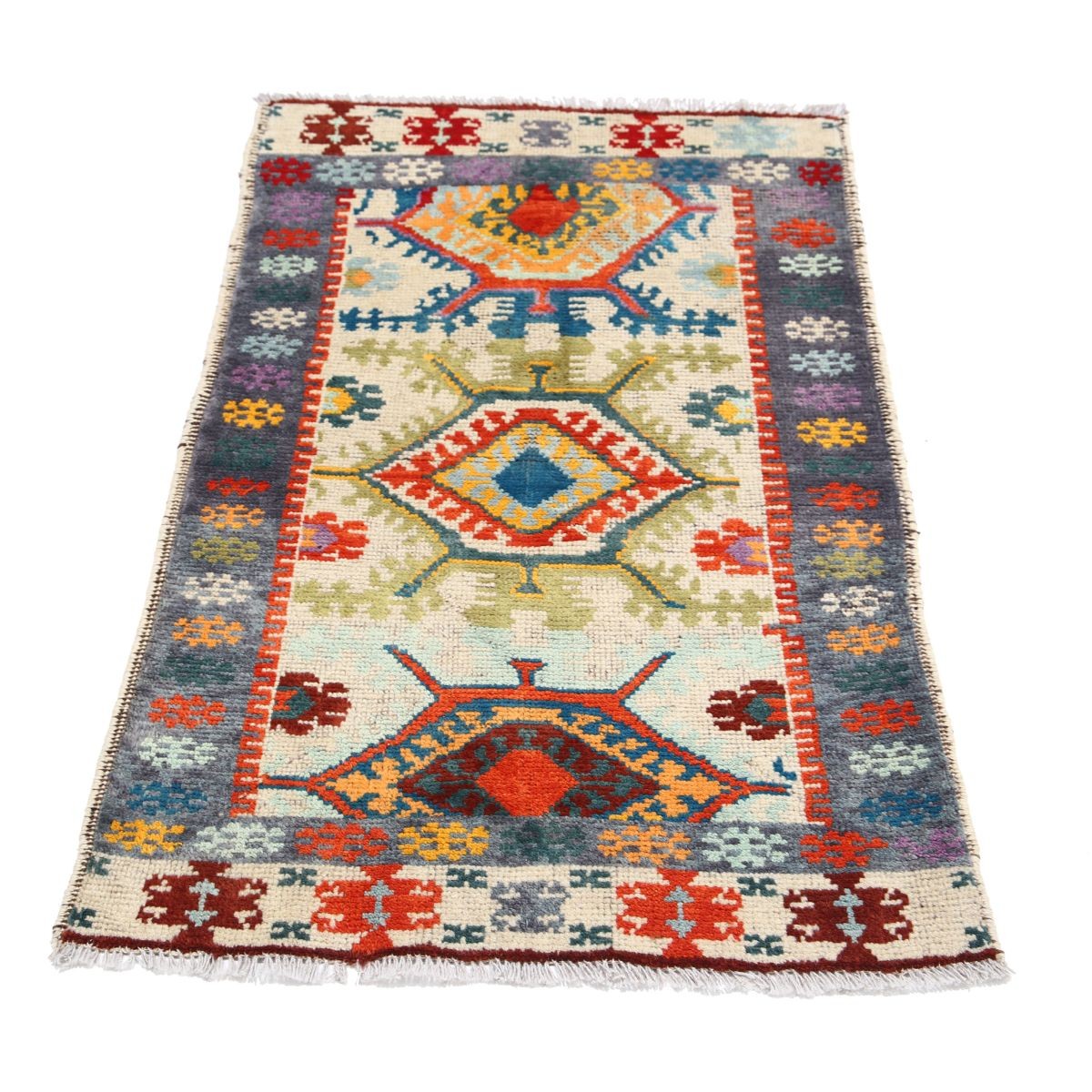 Revival 3x4 Handmade Double Knotted Washable Wool Rug - Colorful