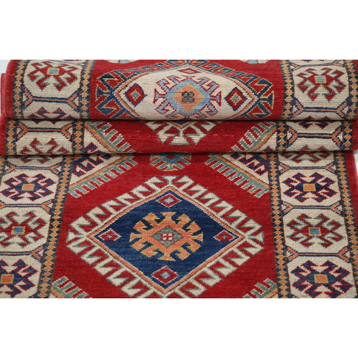 Kazak 3x13 Handmade Double Knotted Washable Wool Runner - Colorful