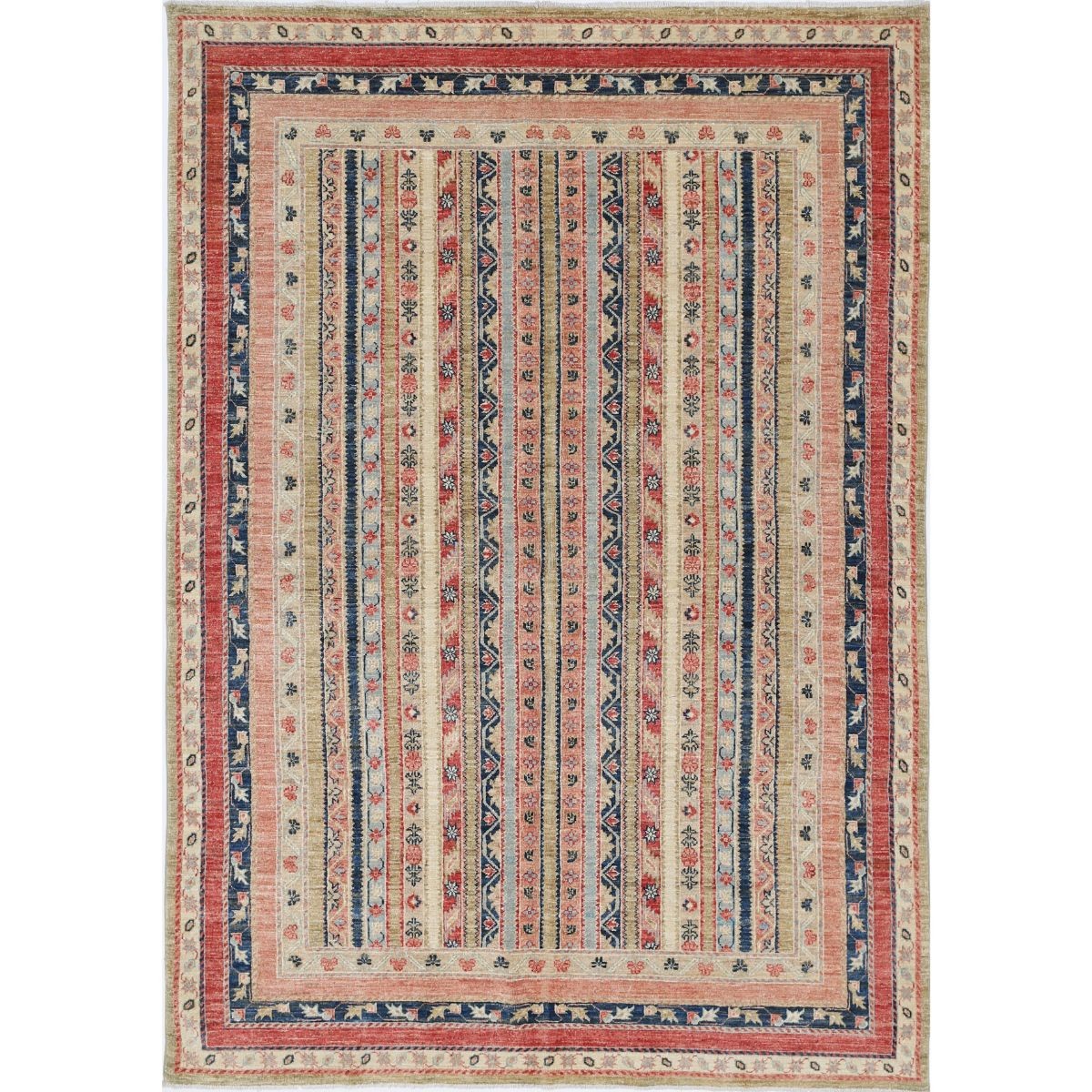 Shaal 5x8 Handmade Double Knotted Washable Wool Rug - Colorful