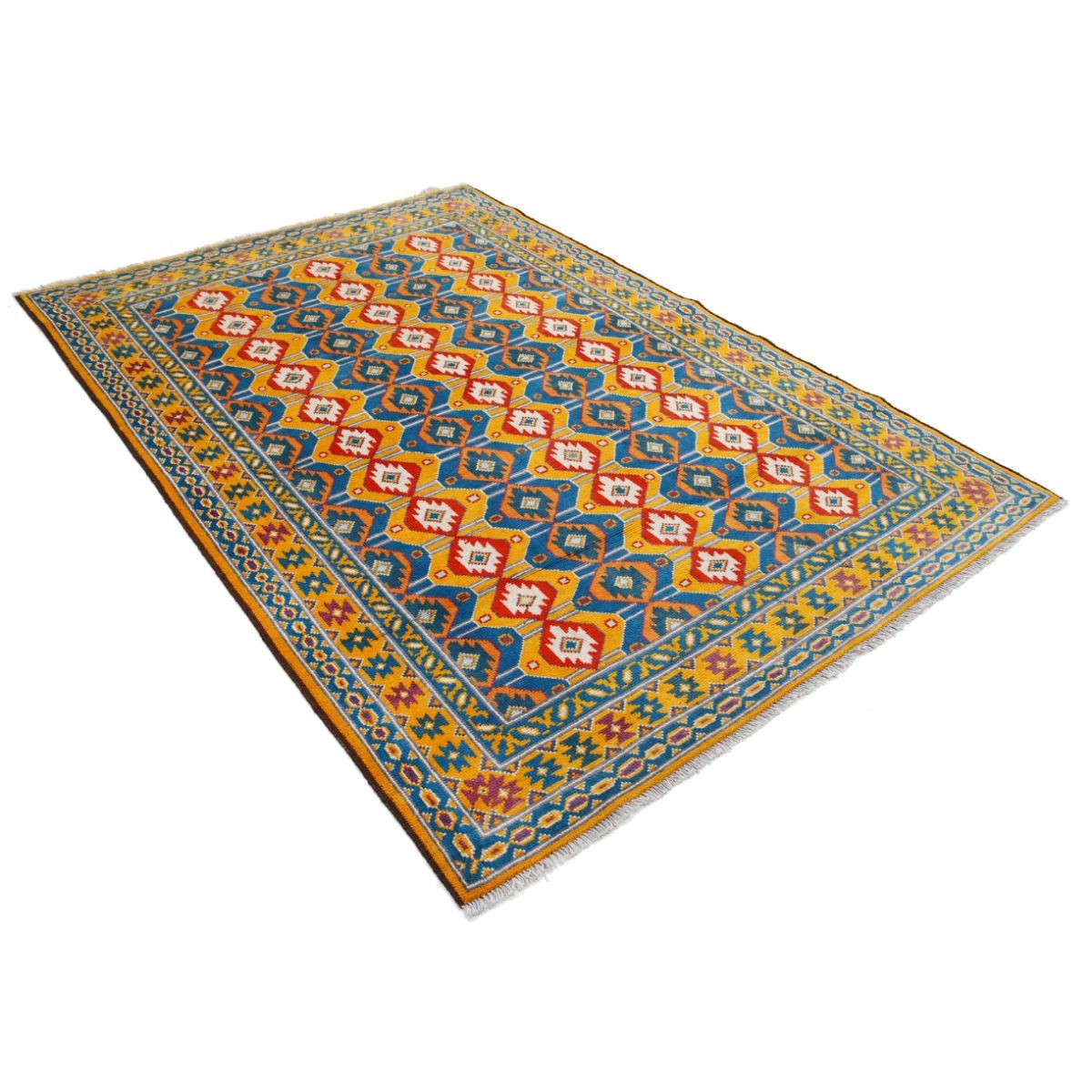 Revival 6x8 Handmade Double Knotted Washable Wool Rug - Colorful