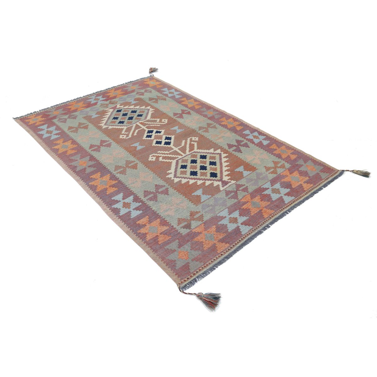 Kafkaas 5x7 Hand Woven Washable Wool Rug - Colorful