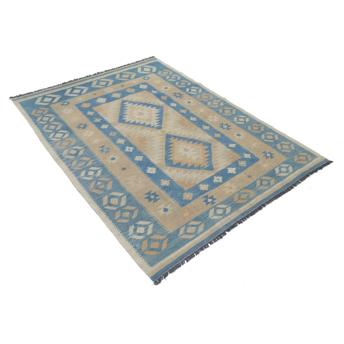 Kafkaas 5x7 Hand Woven Washable Wool Rug - Soft Hues