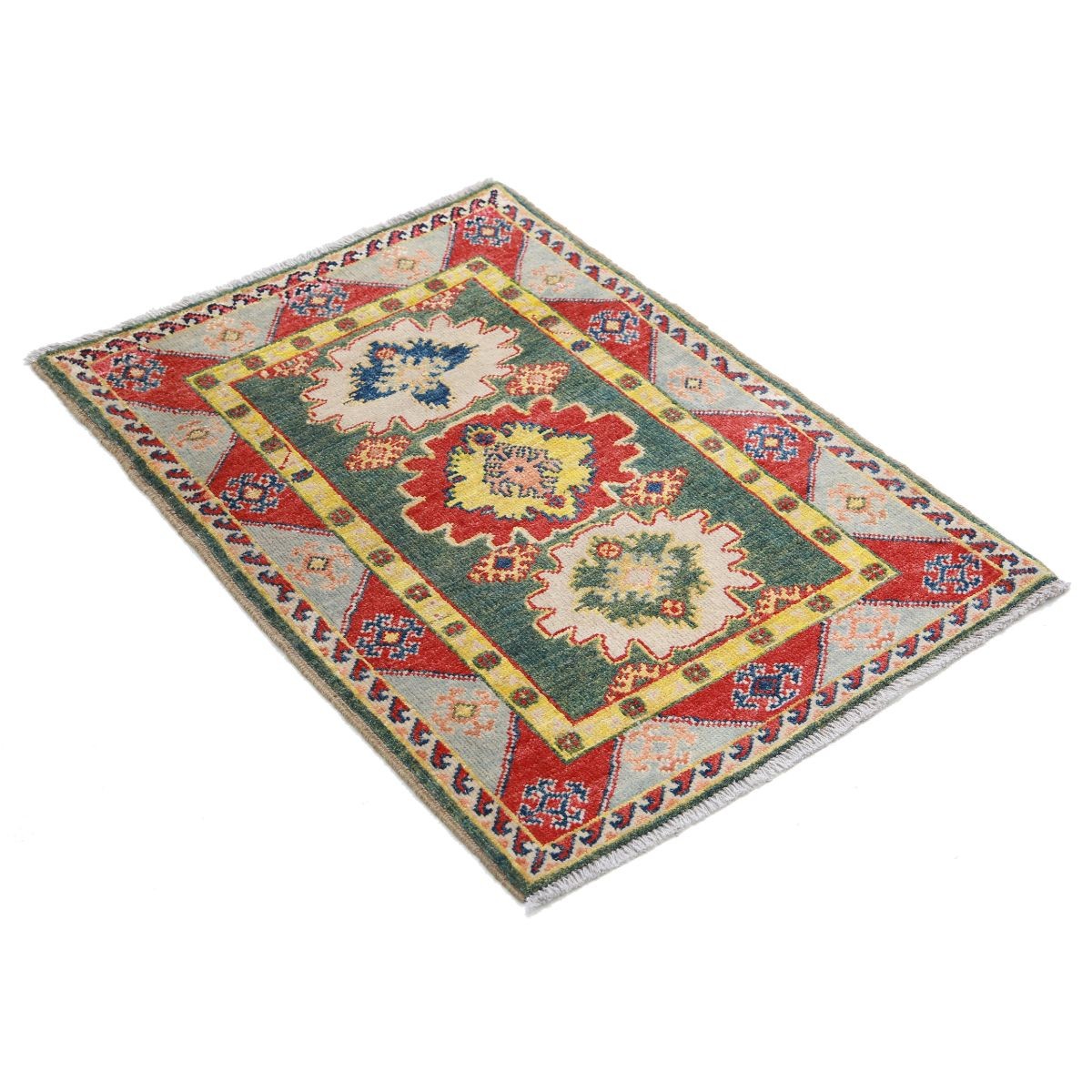 Revival 2x3 Handmade Double Knotted Washable Wool Rug - Colorful