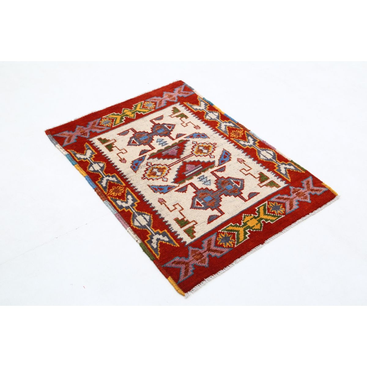 Revival 3x4 Handmade Double Knotted Washable Wool Rug - Colorful