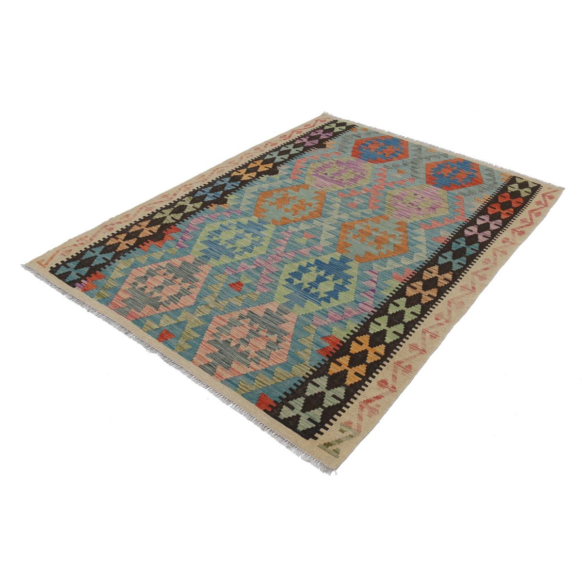 Maimana 5x7 Hand Woven Washable Wool Rug - Colorful