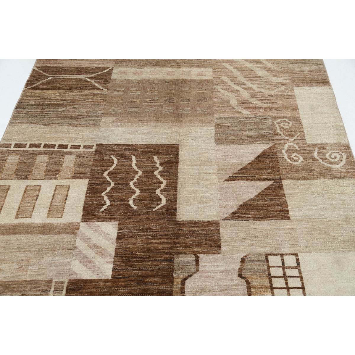 Modcar 5x6 Handmade Double Knotted Washable Wool Rug - Colorful