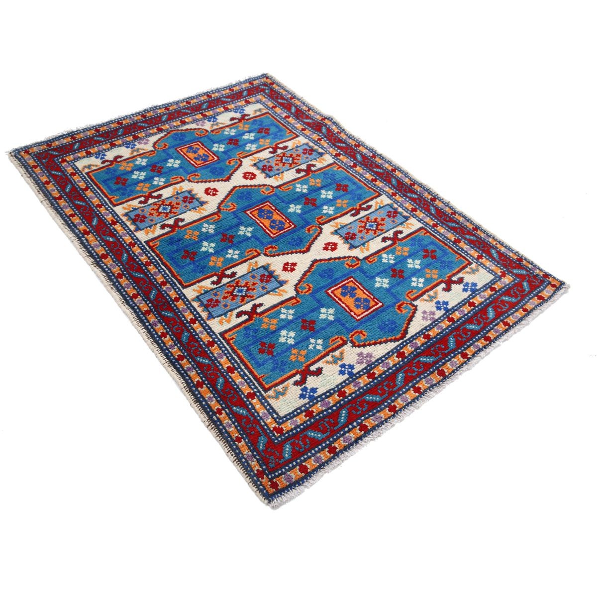 Revival 4x5 Handmade Double Knotted Washable Wool Rug - Colorful