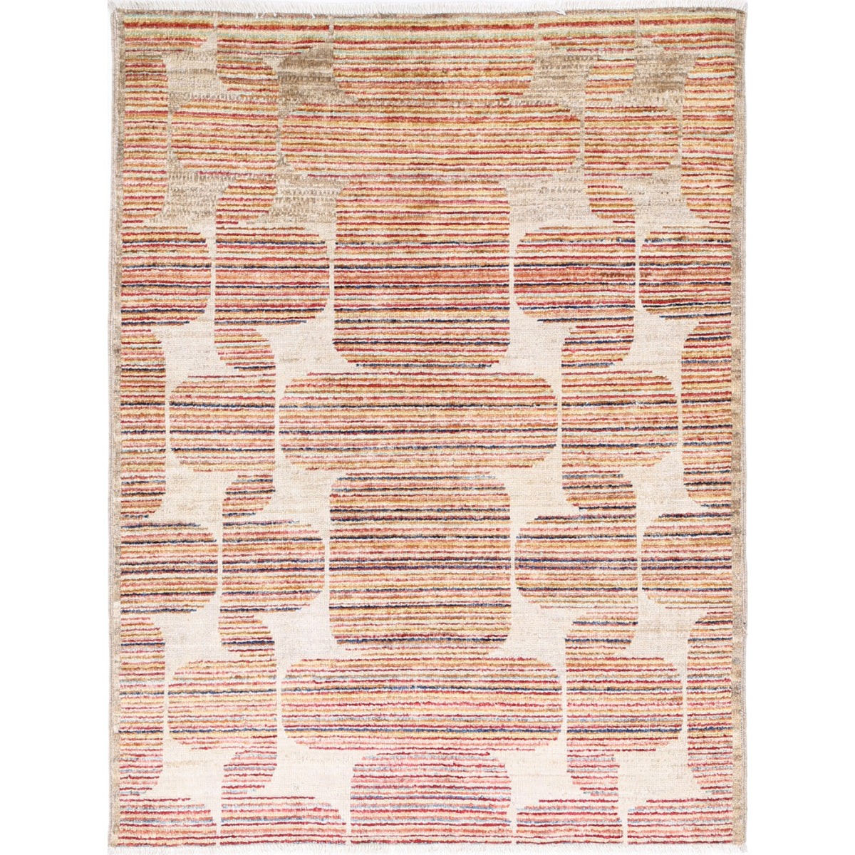 Modcar 3x4 Handmade Double Knotted Washable Wool Rug - Colorful