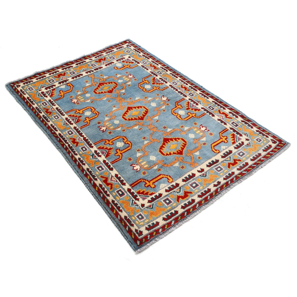 Revival 4x5 Handmade Double Knotted Washable Wool Rug - Colorful