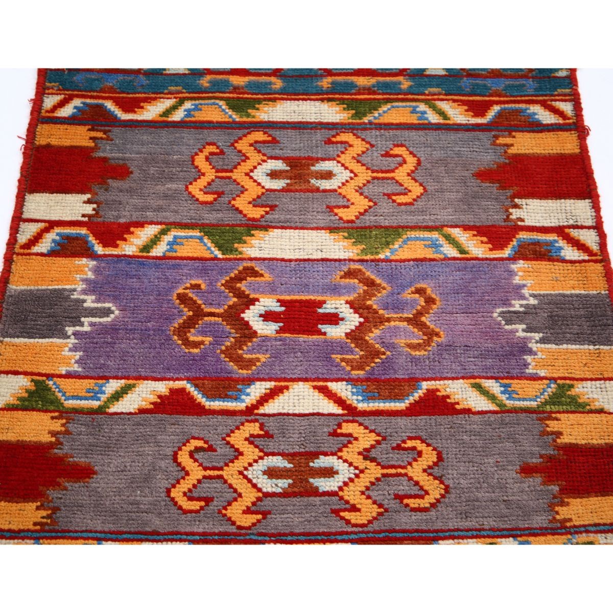 Revival 3x4 Handmade Double Knotted Washable Wool Rug - Colorful