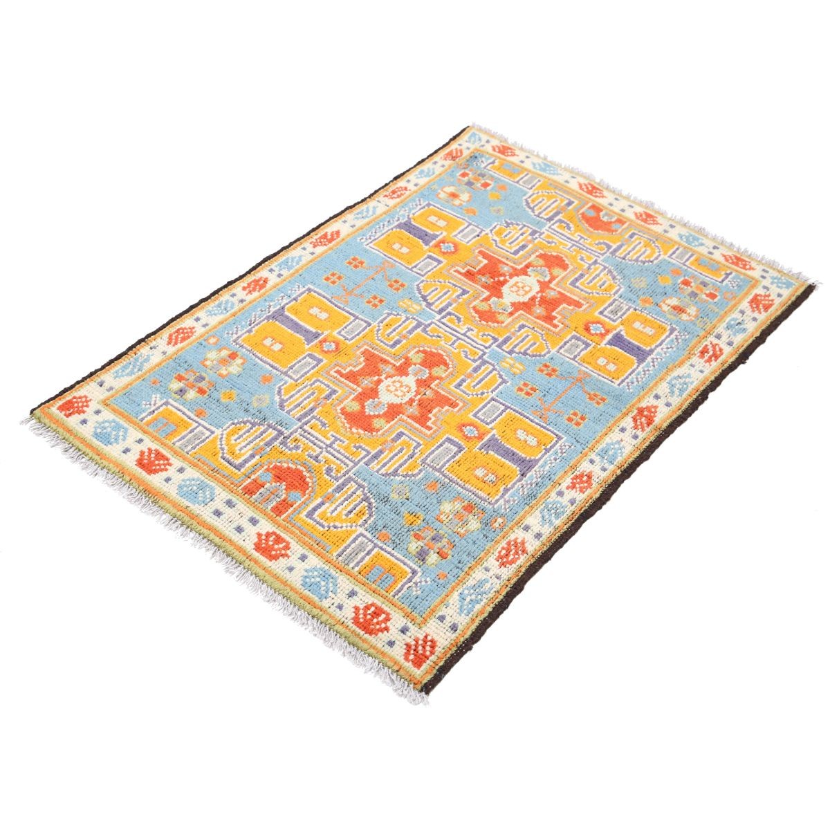 Revival 3x4 Handmade Double Knotted Washable Wool Rug - Colorful