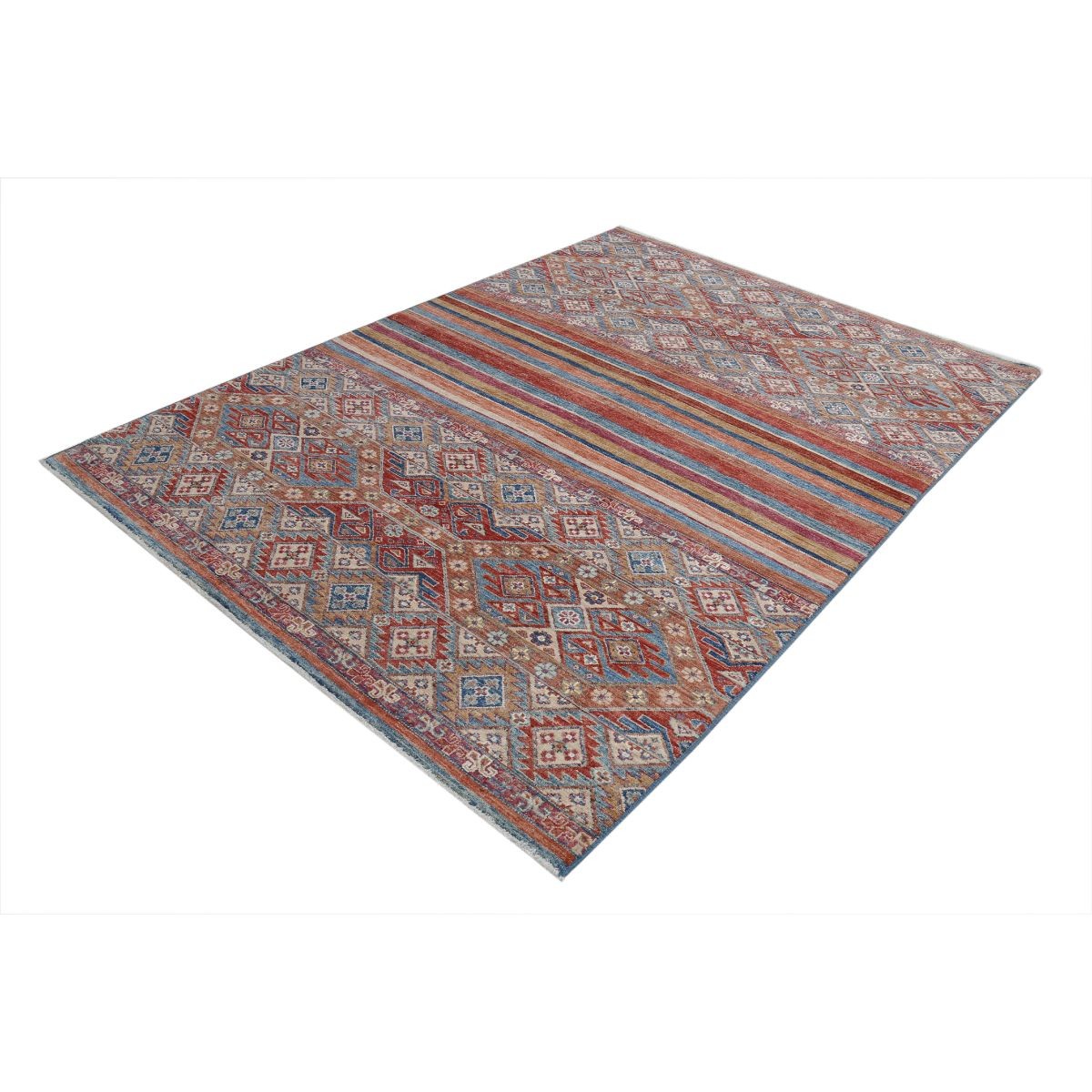 Khurjeen 6x8 Handmade Double Knotted Washable Wool Rug - Colorful