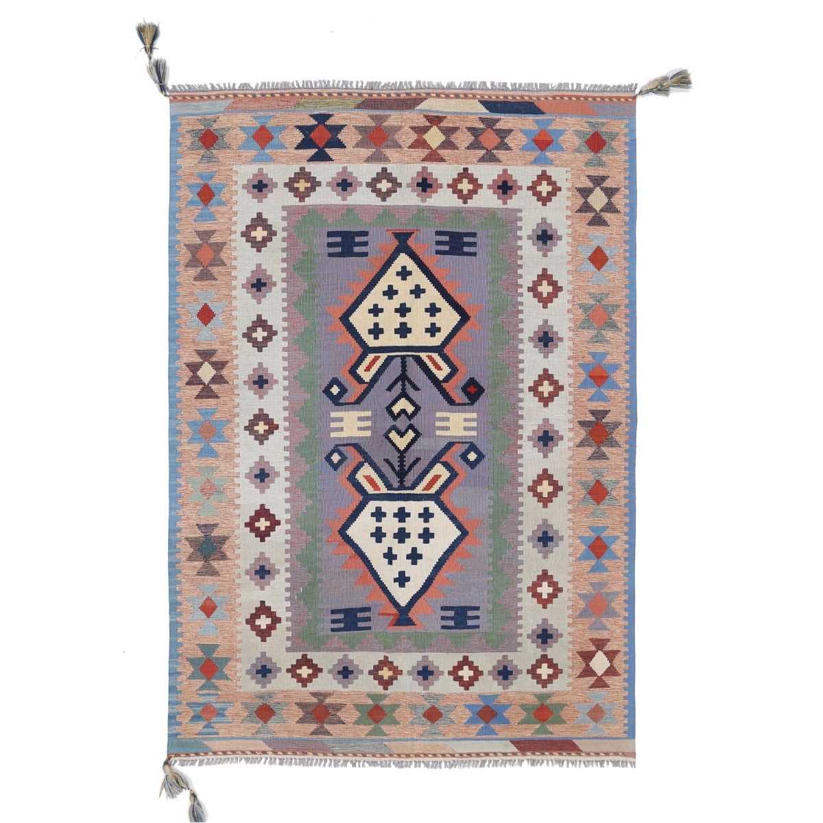 Kafkaas 5x7 Hand Woven Washable Wool Rug - Colorful