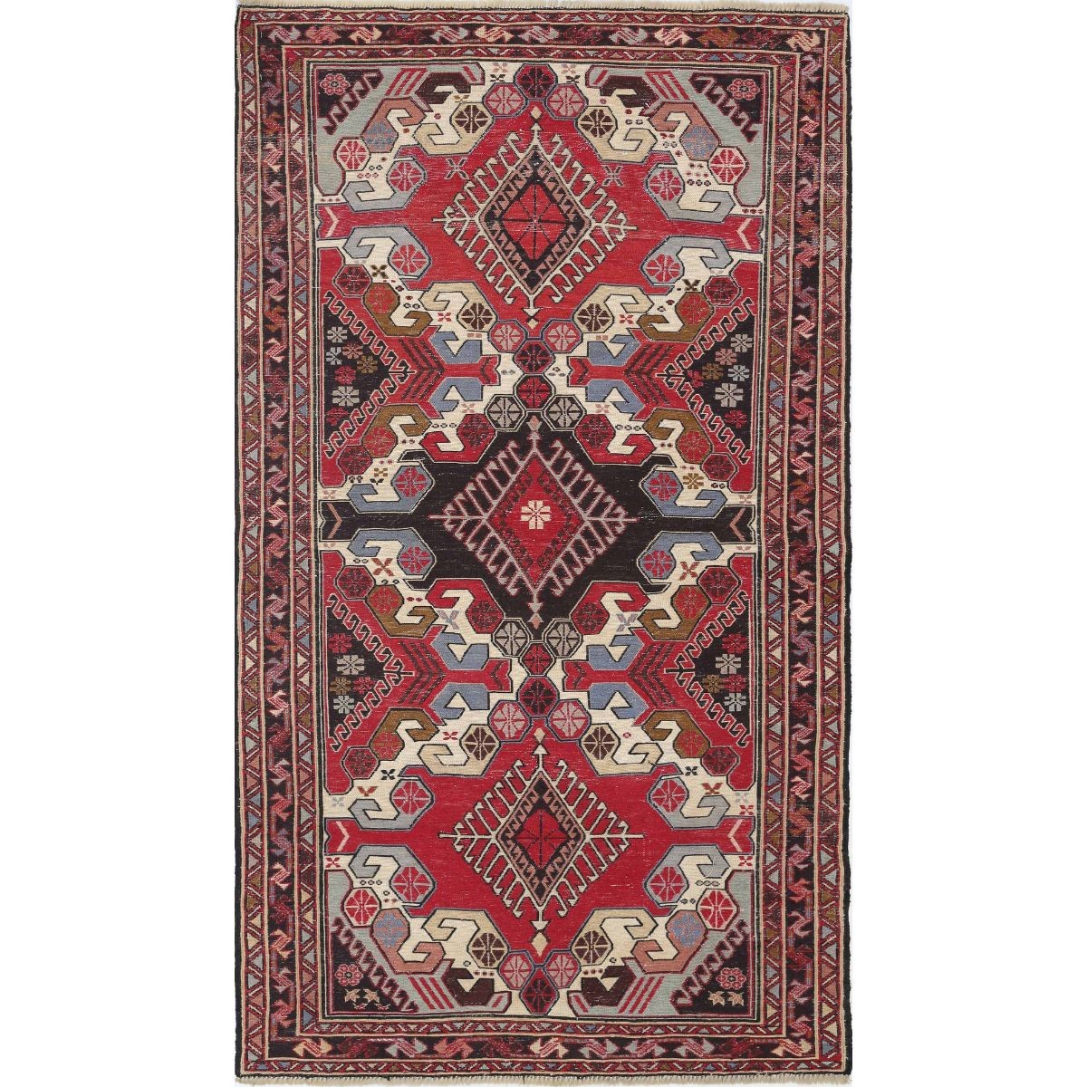 Sumak 4x7 Hand Woven Washable Wool Rug - Colorful
