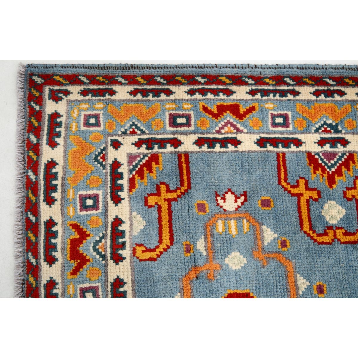 Revival 4x5 Handmade Double Knotted Washable Wool Rug - Colorful