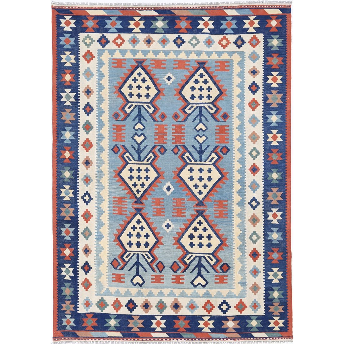 Kafkaas 7x10 Hand Woven Washable Wool Rug - Colorful