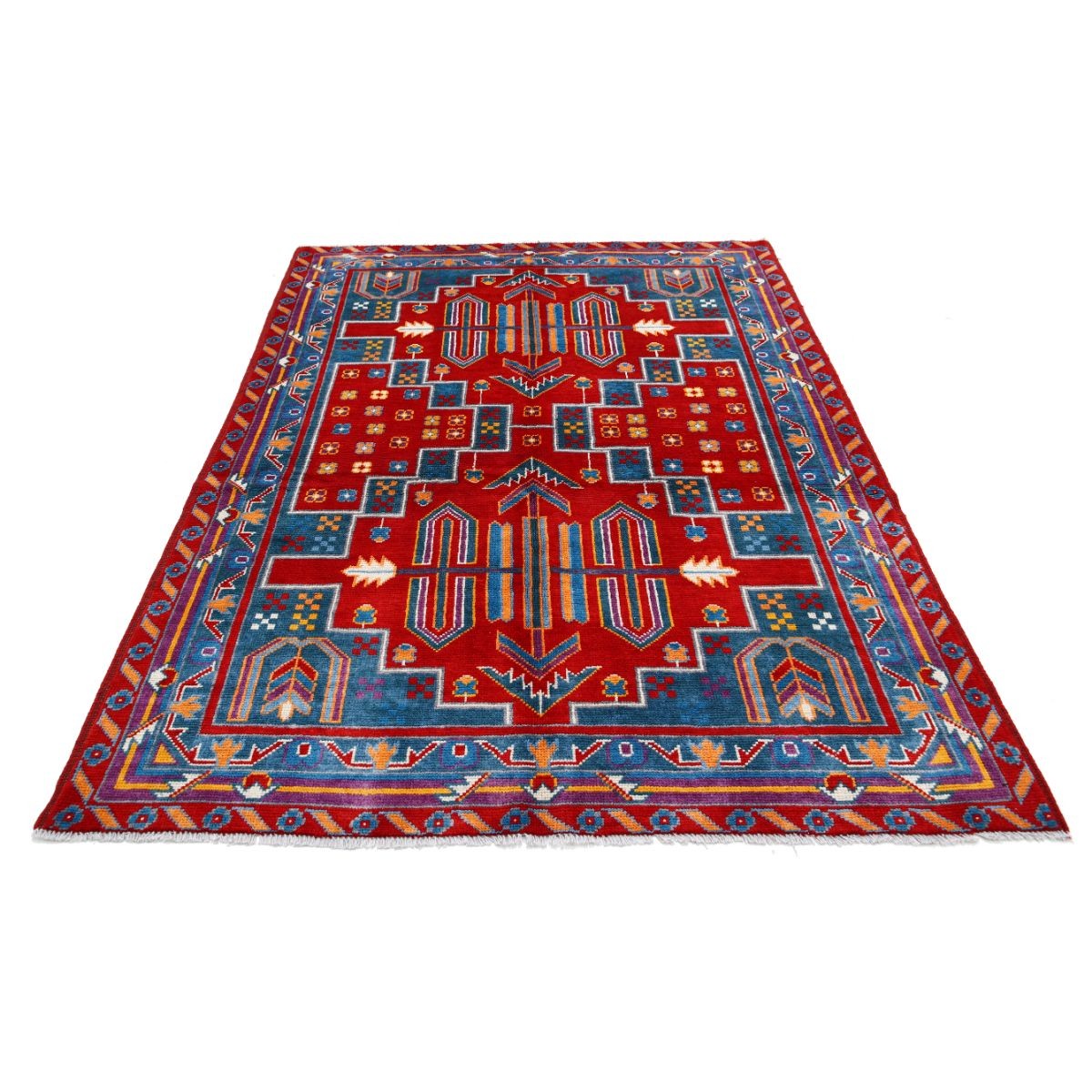 Revival 6x8 Handmade Double Knotted Washable Wool Rug - Colorful