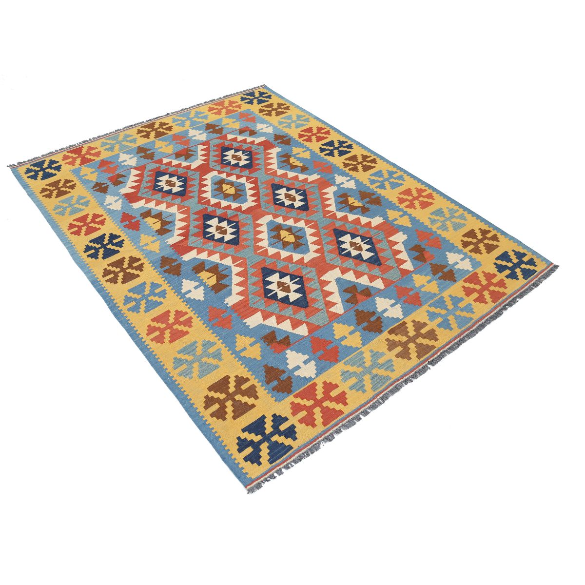 Kafkaas 5x7 Hand Woven Washable Wool Rug - Colorful