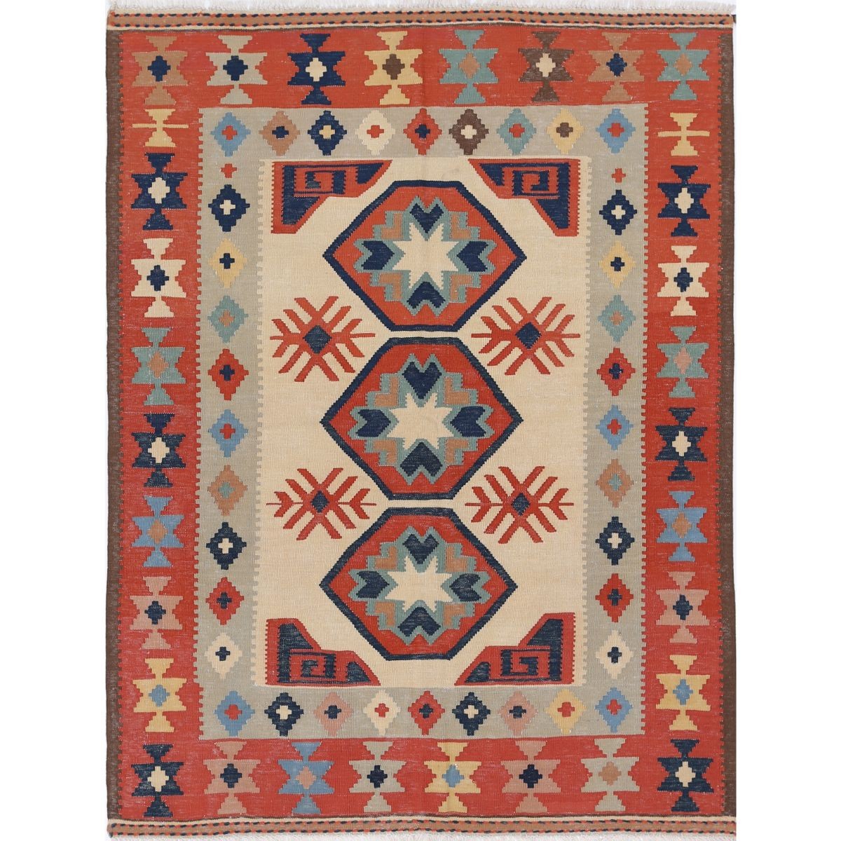 Kafkaas 5x7 Hand Woven Washable Wool Rug - Colorful