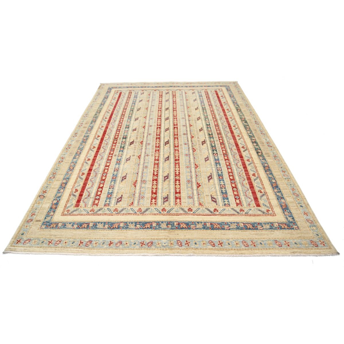 Shaal 7x10 Handmade Double Knotted Washable Wool Rug - Colorful