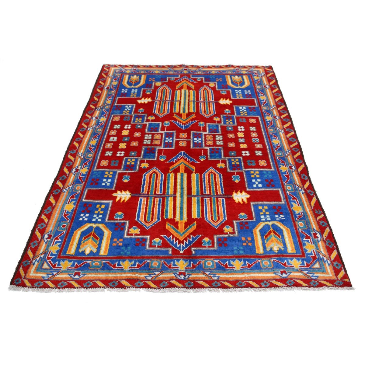 Revival 5x7 Handmade Double Knotted Washable Wool Rug - Colorful
