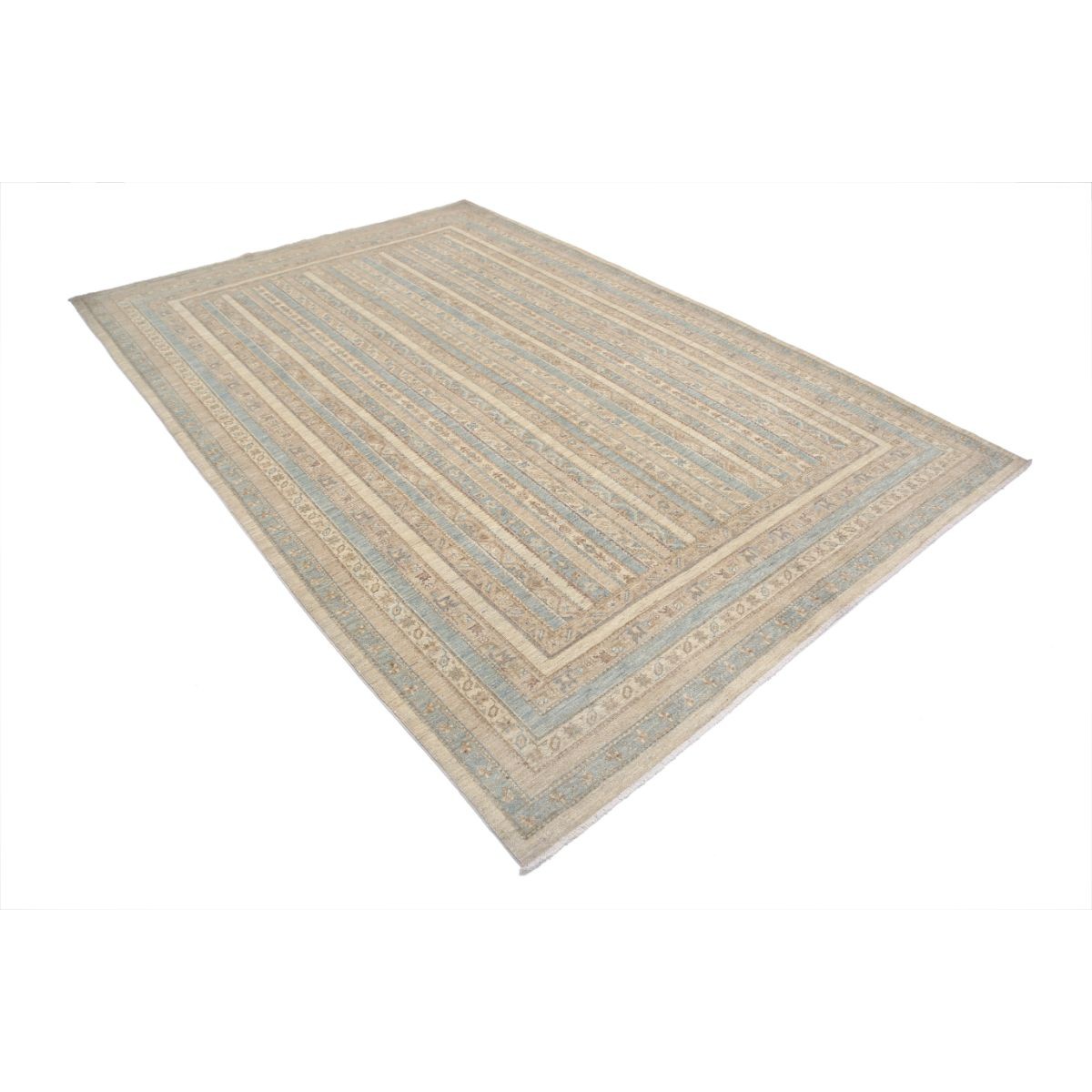 Shaal 7x10 Handmade Double Knotted Washable Wool Rug - Soft Hues