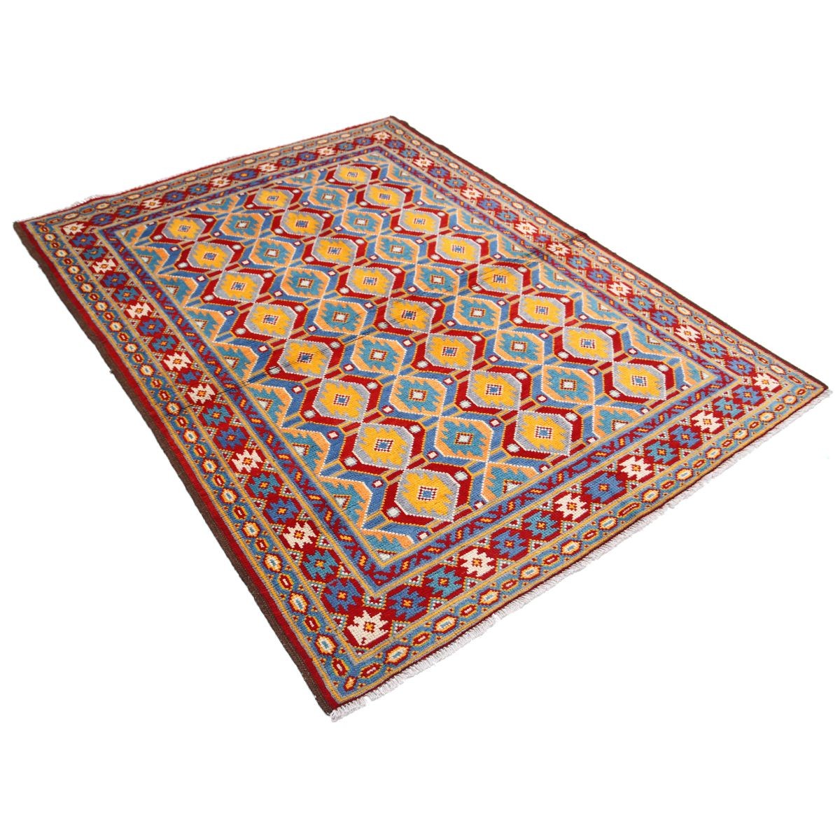 Revival 5x6 Handmade Double Knotted Washable Wool Rug - Colorful