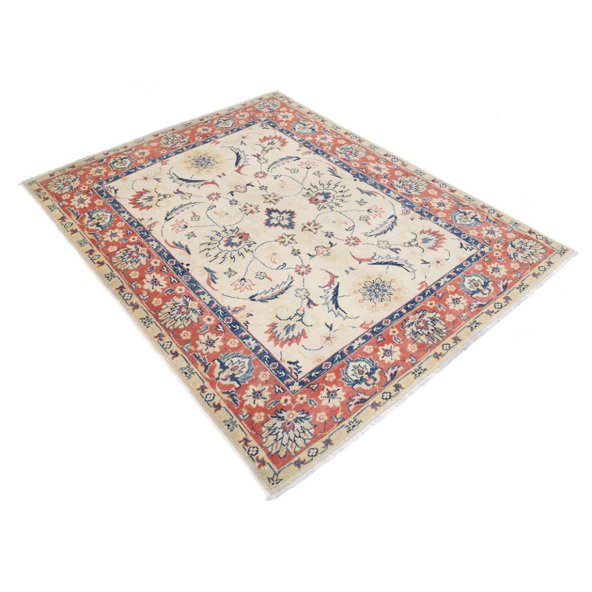 Kazak 5x6 Handmade Double Knotted Washable Wool Rug - Colorful