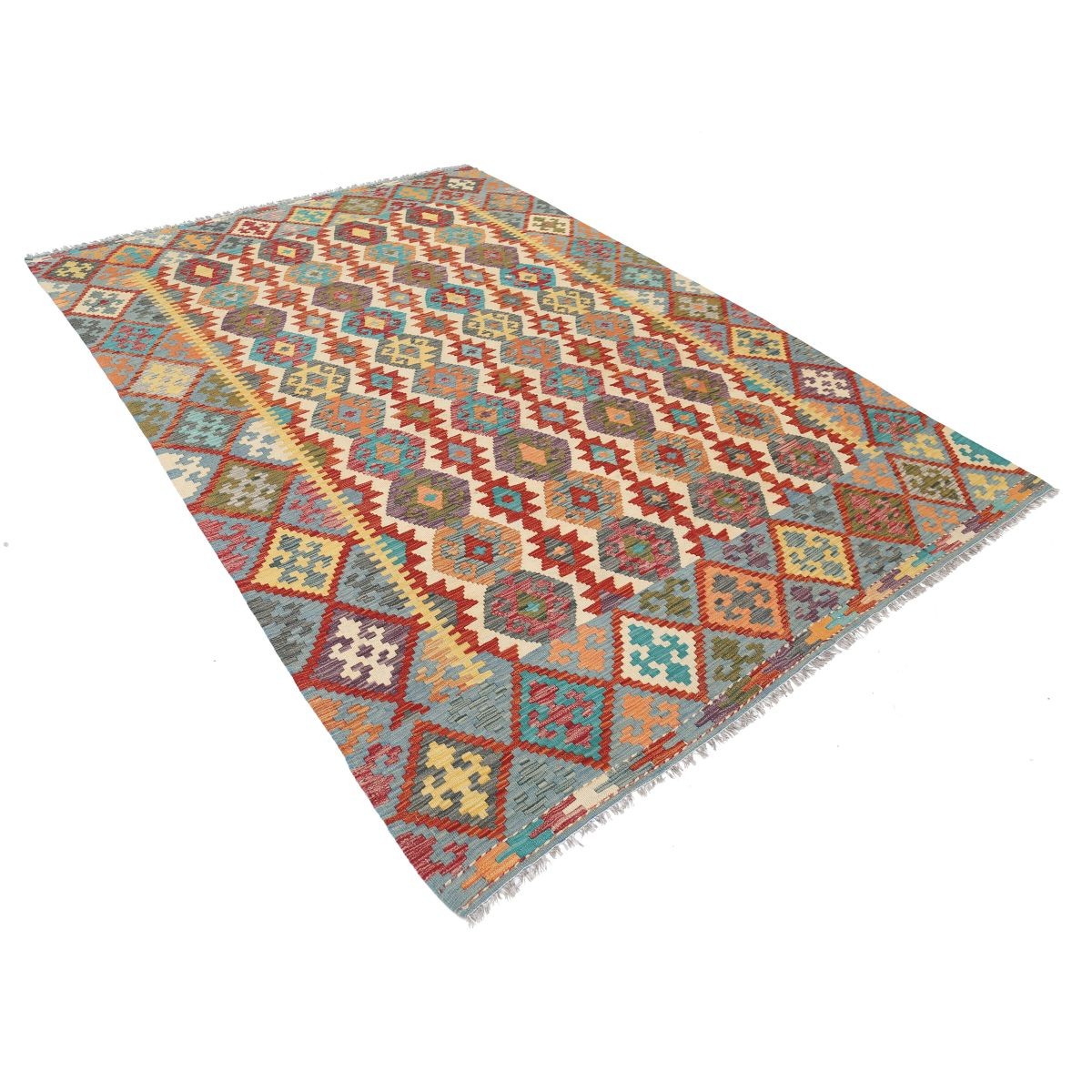 Maimana 7x10 Hand Woven Washable Wool Rug - Colorful