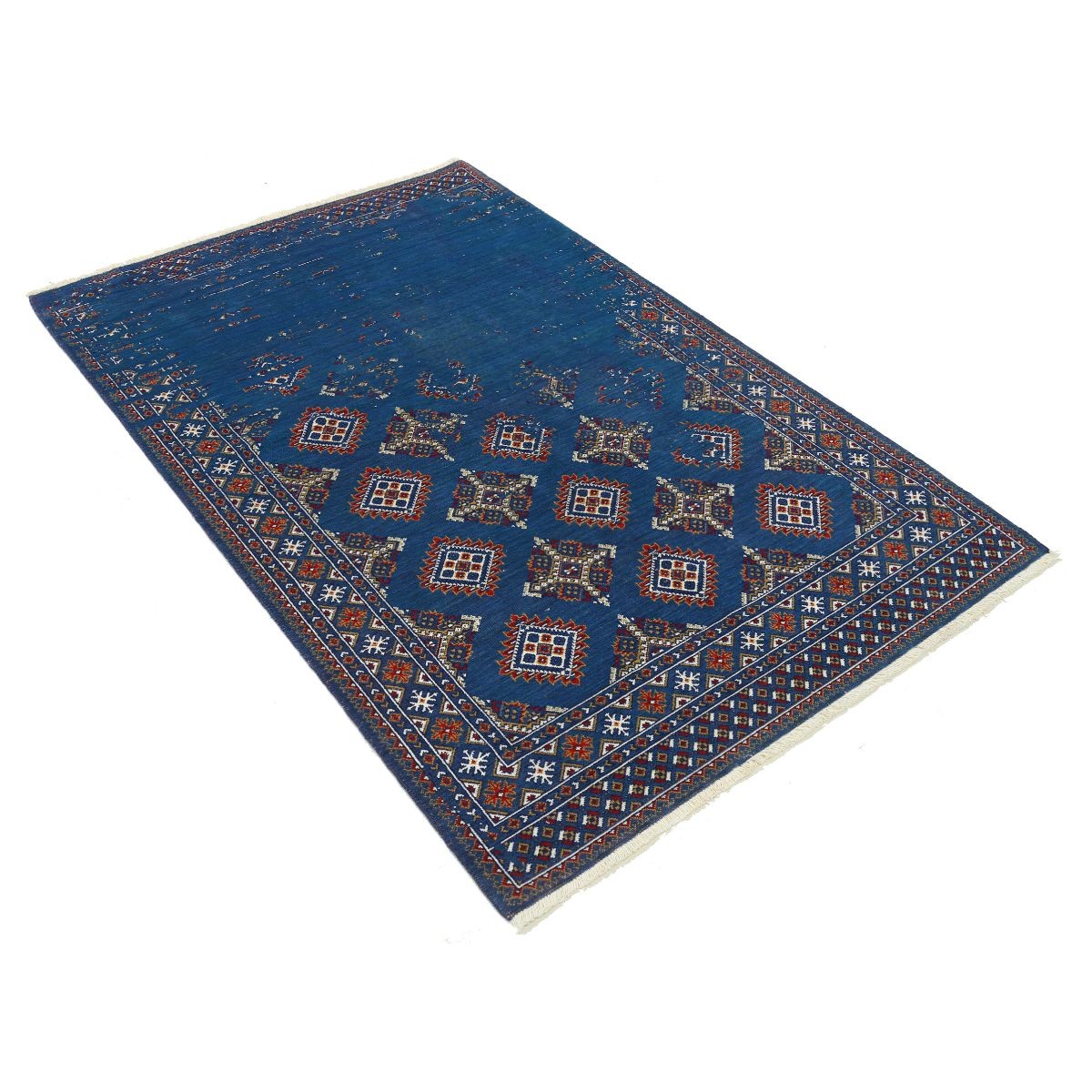 Ajrak 4x6 Machine-Made Washable Wool Rug - Colorful