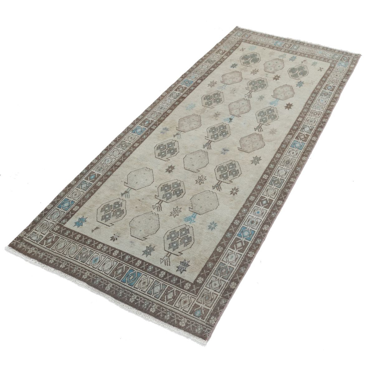 Vintage 3x7 Handmade Double Knotted Washable Wool Runner - Soft Hues