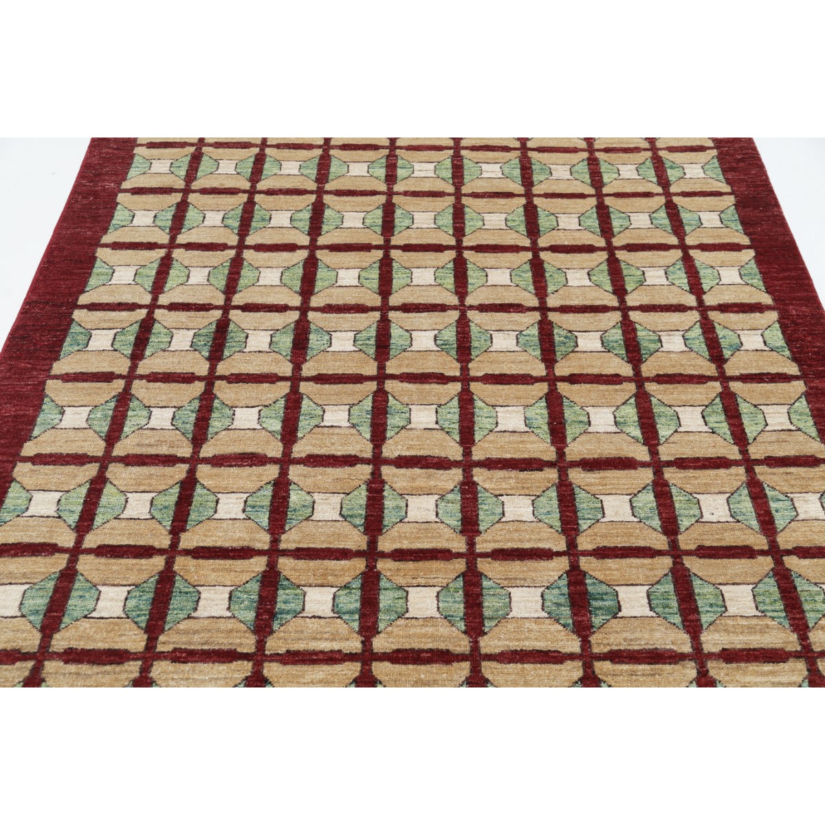Modcar 5x5 Handmade Double Knotted Washable Wool Rug - Colorful
