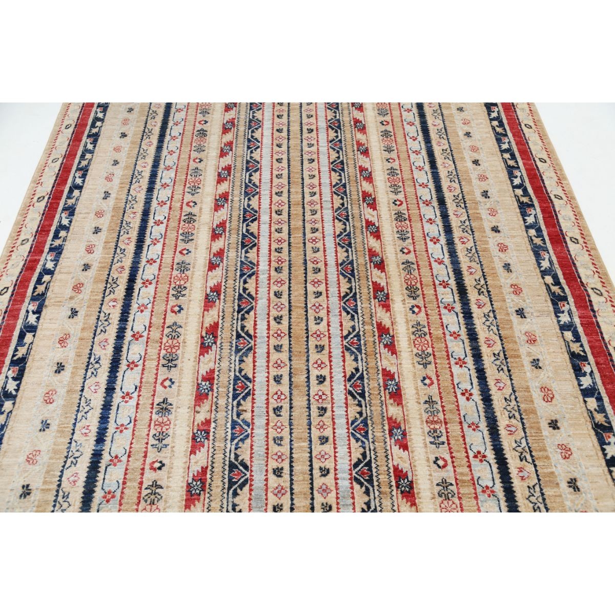 Shaal 6x8 Handmade Double Knotted Washable Wool Rug - Colorful