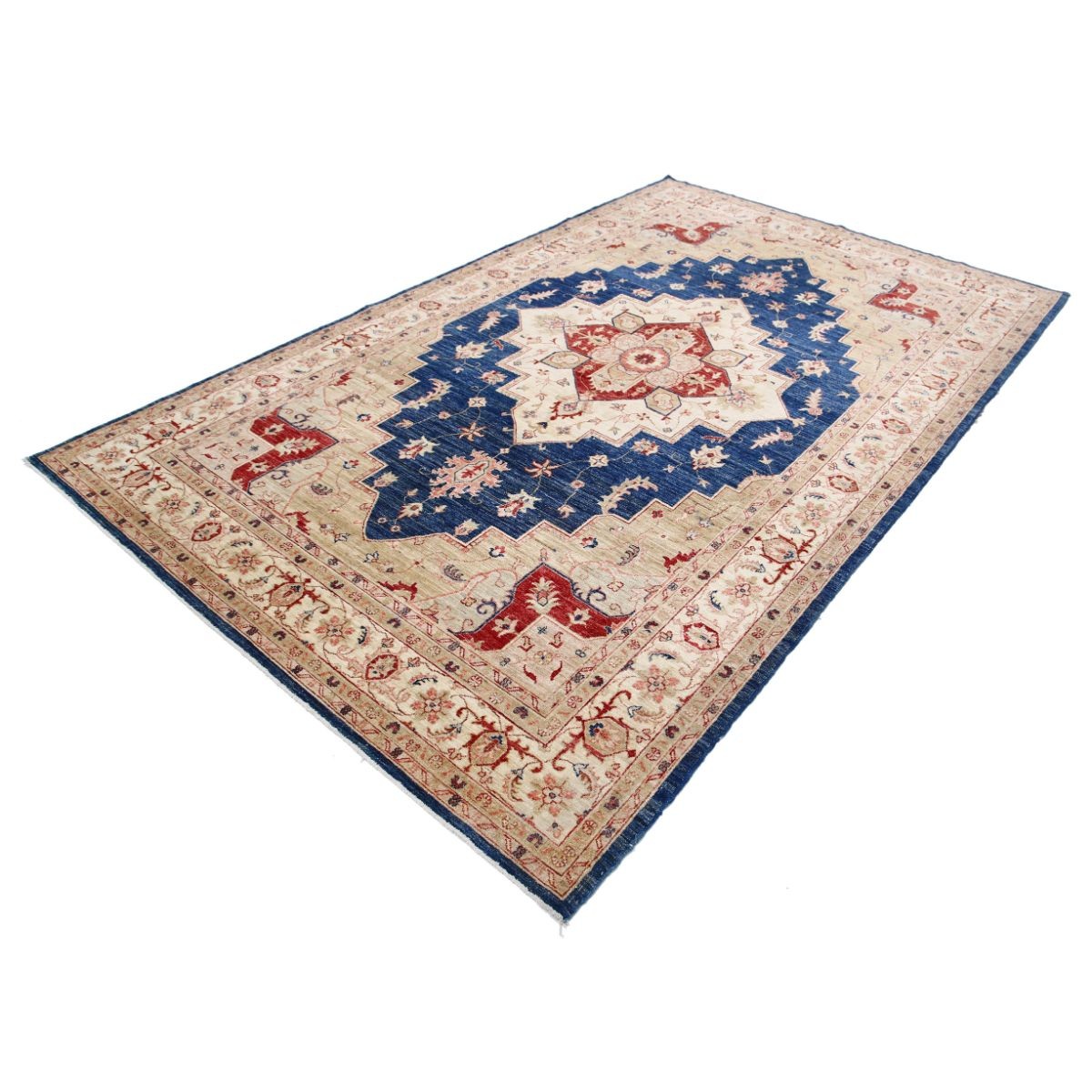 Heriz 7x11 Handmade Double Knotted Washable Wool Rug - Colorful