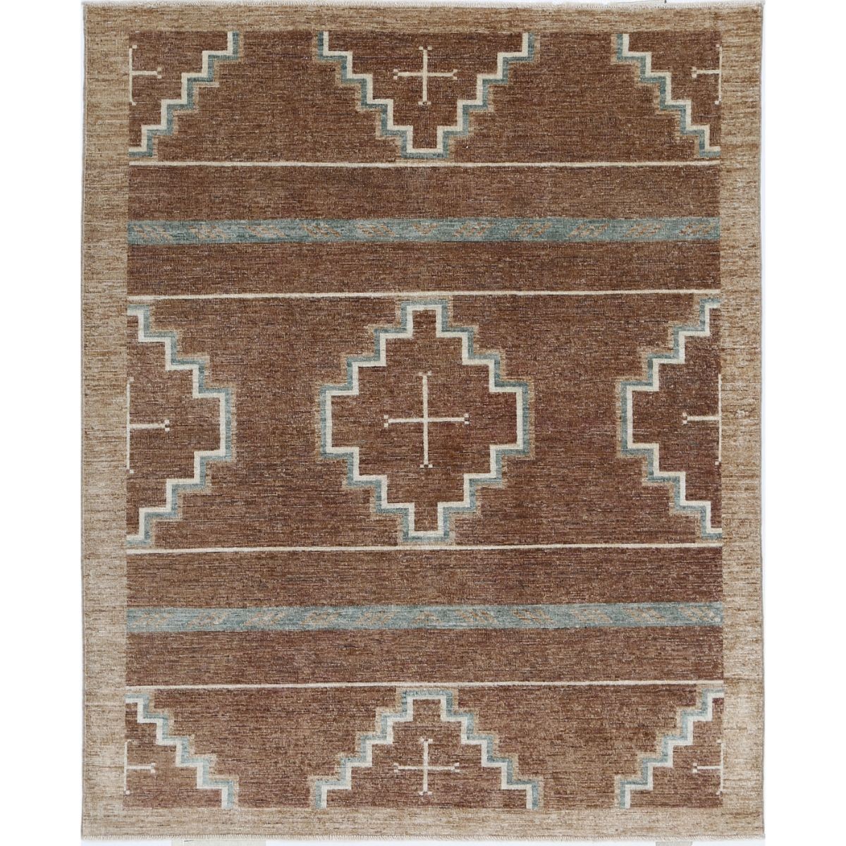 Modcar 5x6 Handmade Double Knotted Washable Wool Rug - Colorful