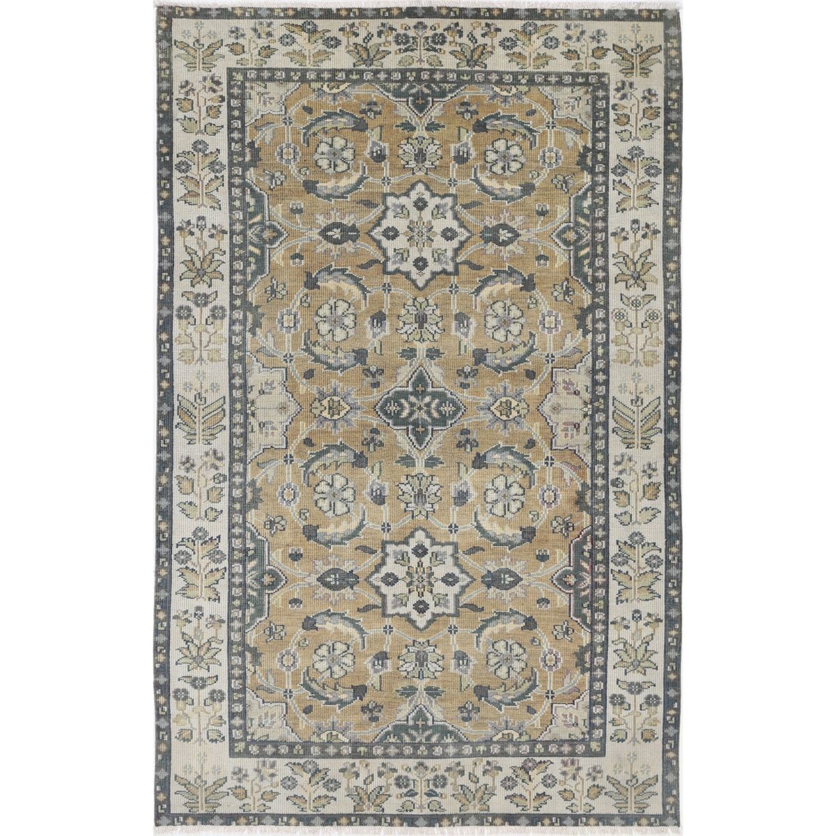 Vintage 5x8 Handmade Double Knotted Washable Wool Rug - Soft Hues