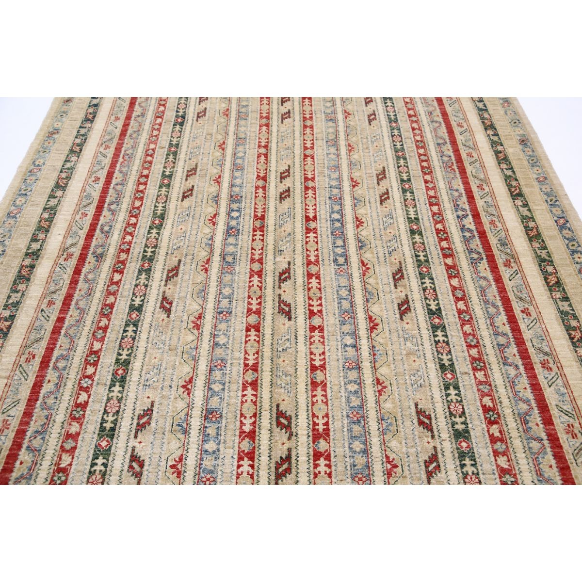 Shaal 7x9 Handmade Double Knotted Washable Wool Rug - Colorful