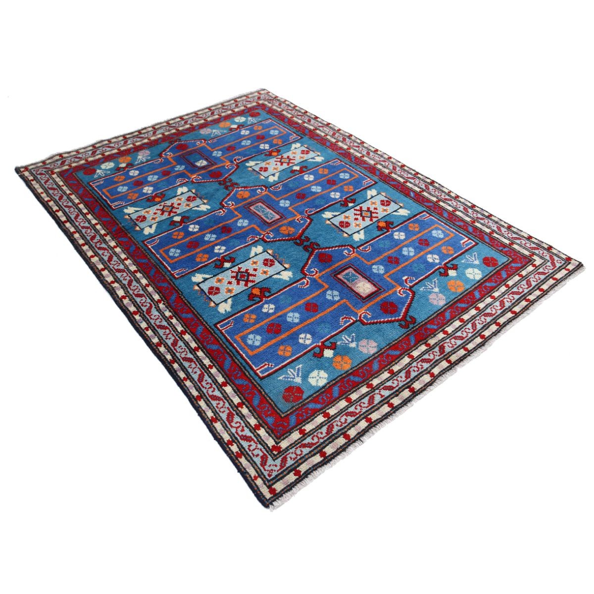 Revival 5x6 Handmade Double Knotted Washable Wool Rug - Colorful