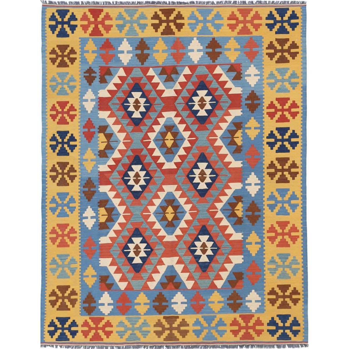 Kafkaas 5x7 Hand Woven Washable Wool Rug - Colorful