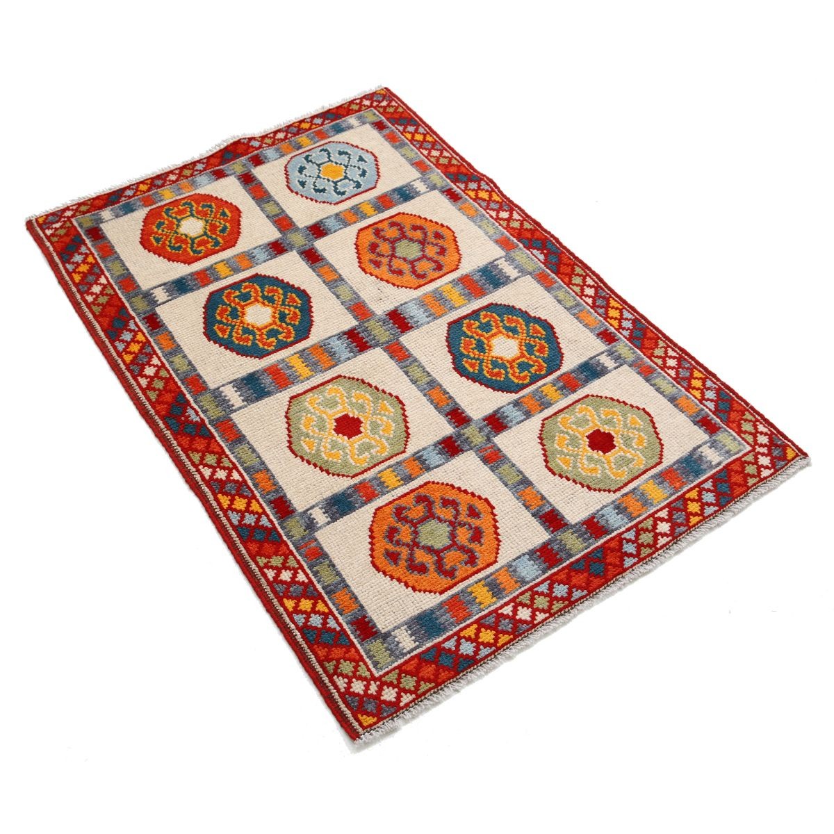 Revival 3x4 Handmade Double Knotted Washable Wool Rug - Colorful