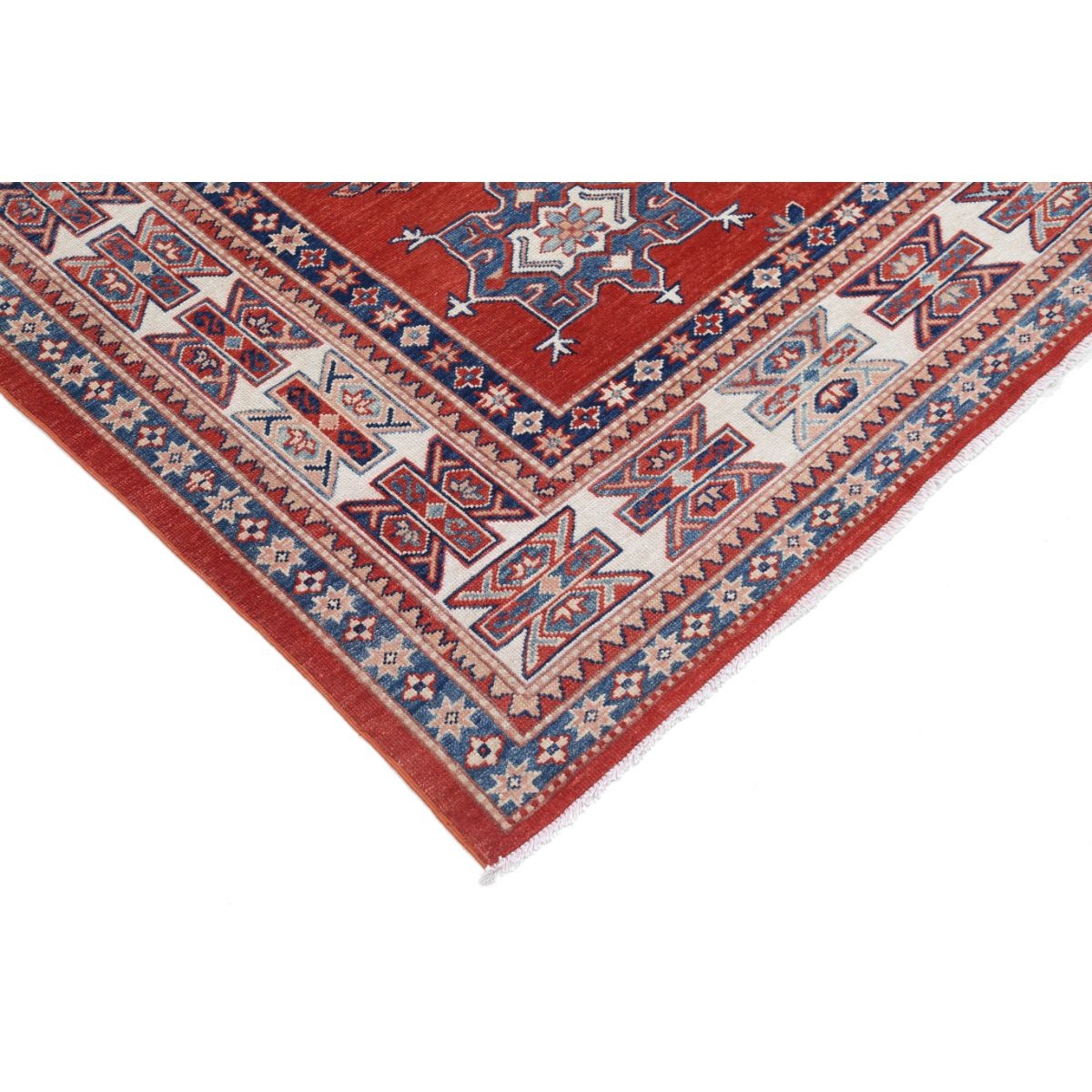Kazak 8x10 Handmade Double Knotted Washable Wool Rug - Colorful