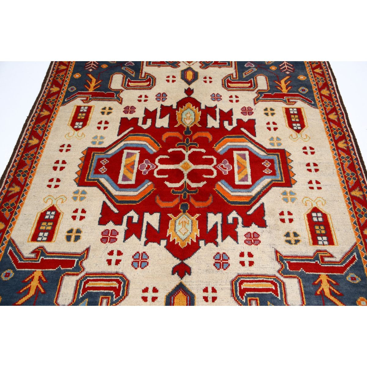 Revival 6x7 Handmade Double Knotted Washable Wool Rug - Colorful