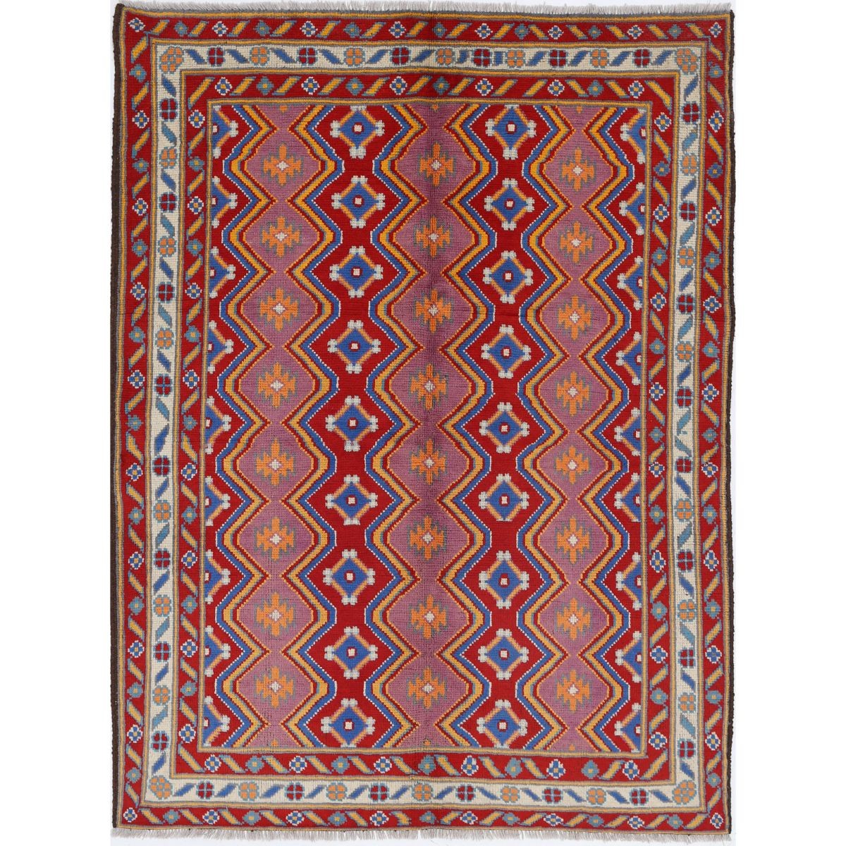 Revival 5x7 Handmade Double Knotted Washable Wool Rug - Colorful