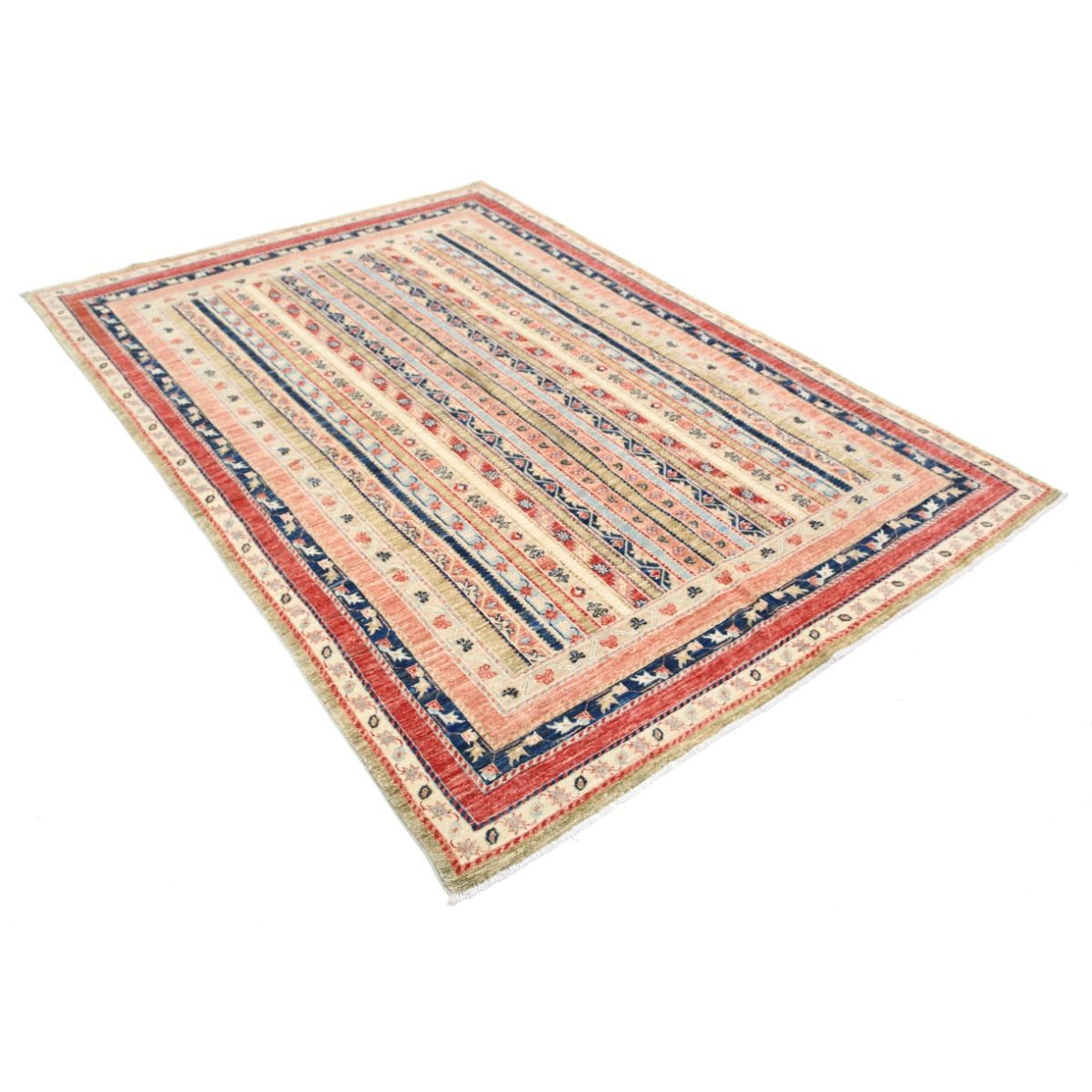 Shaal 5x8 Handmade Double Knotted Washable Wool Rug - Colorful