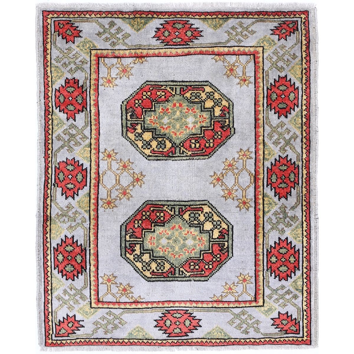 Revival 3x3 Handmade Double Knotted Washable Wool Rug - Colorful