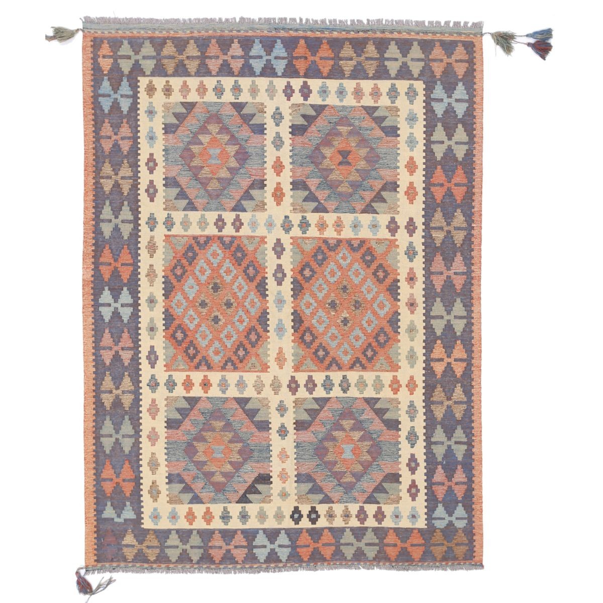 Kafkaas 5x7 Hand Woven Washable Wool Rug - Colorful