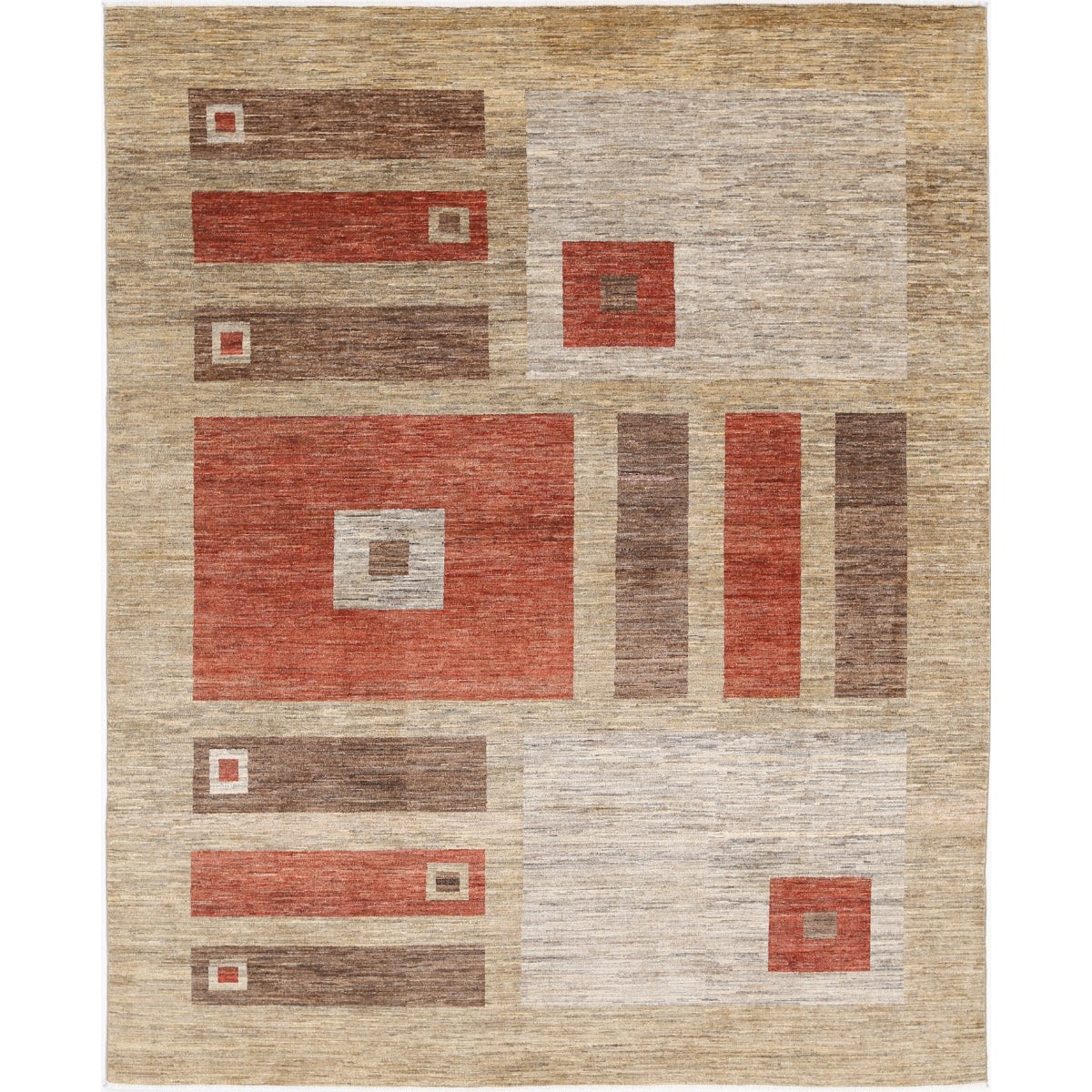 Modcar 8x10 Handmade Double Knotted Washable Wool Rug - Colorful