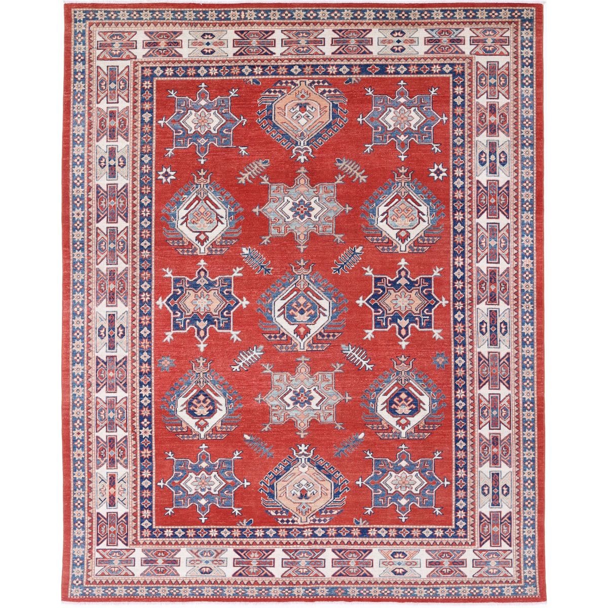 Kazak 8x10 Handmade Double Knotted Washable Wool Rug - Colorful