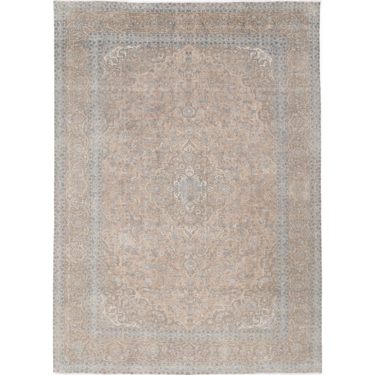 Vintage 10x14 Handmade Double Knotted Washable Wool Rug - Soft Hues